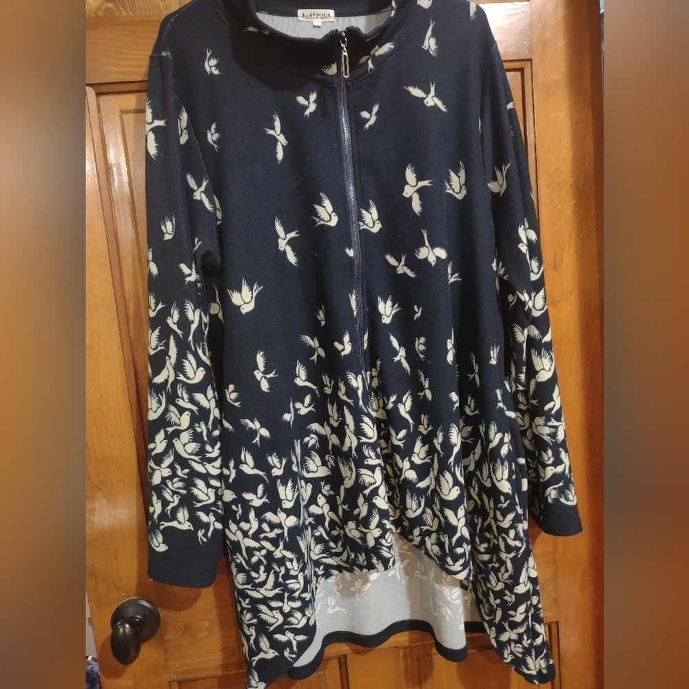 Flock of Birds Lightweight Navy Blue Zip Cardigan Sweater LASoul Large XL